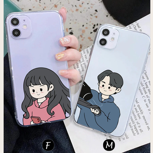 Caring Couple Custom Name Clear Silicon Case Cover
