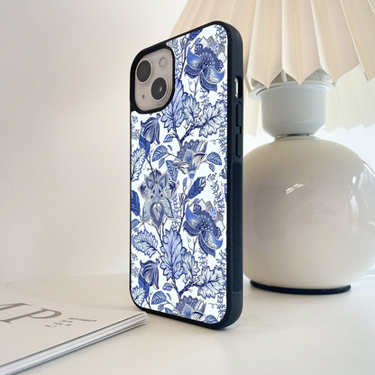 Indigo Floral Royal Glass Case