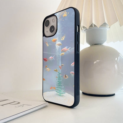 Aqua Bubble Bliss Glass Case