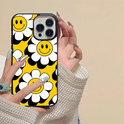 Smiley Daisy Flower Glass Case