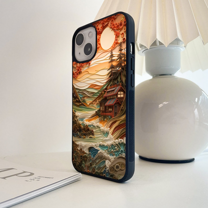 Cabin with Autumn Glass Case