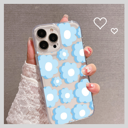 Lovely Blue Flower Clear Silicon Case Cover