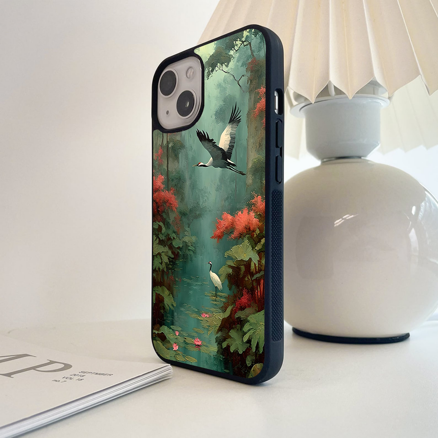 Mystic Crane Forest Glass Case