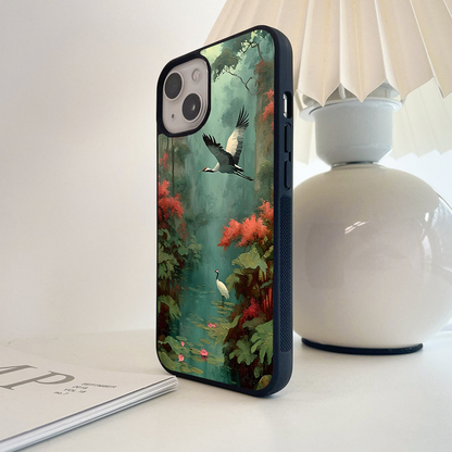 Mystic Crane Forest Glass Case
