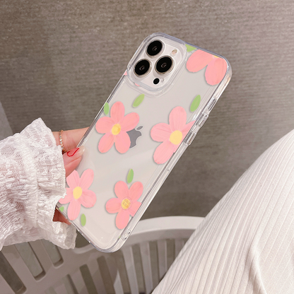 Cute Peach Flower Clear Silicon Case Cover