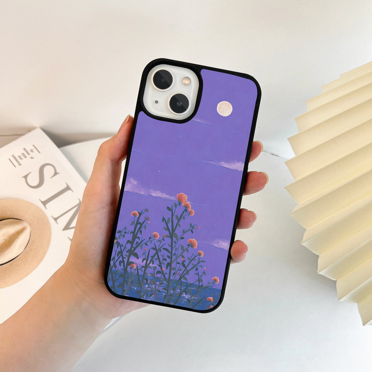 Moonlit Flower Whispers Glass Case