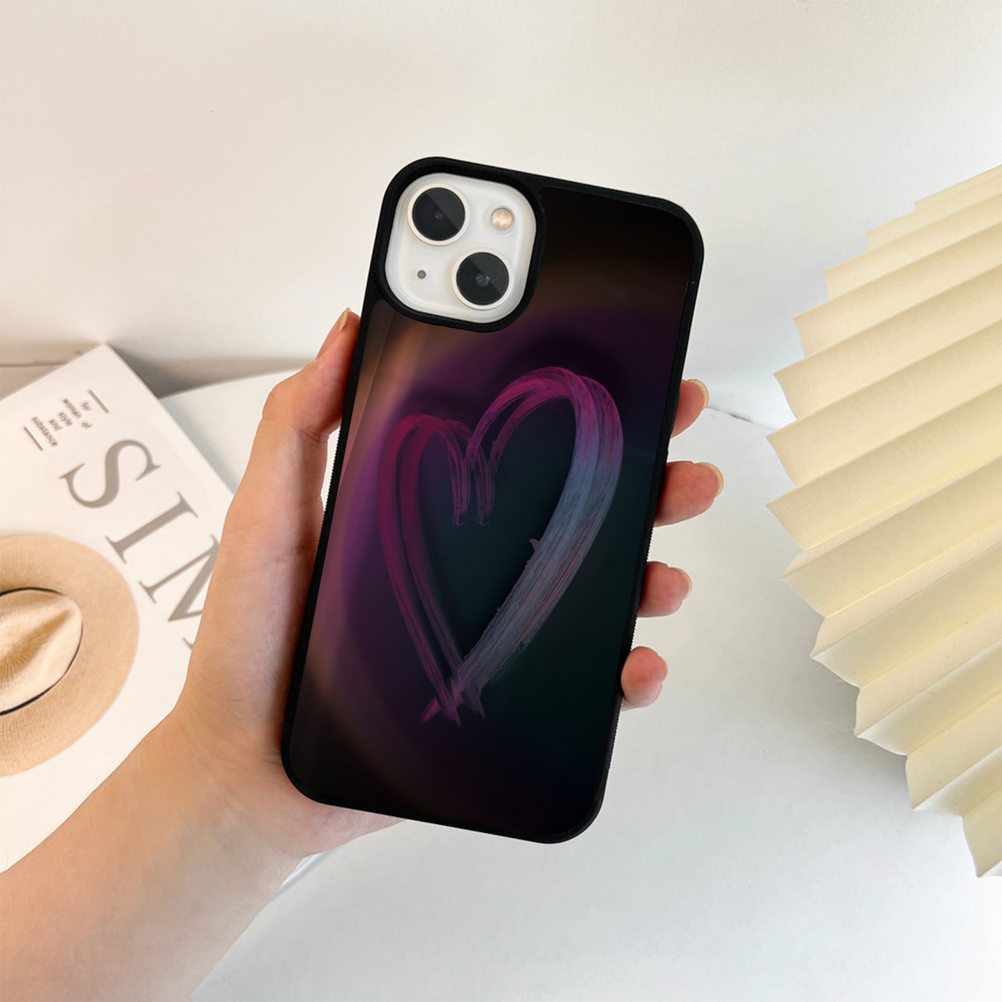 Neon Heart Glow Glass Case