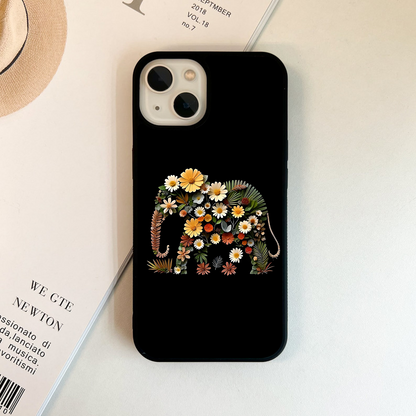 Floral Elephant Glass Case