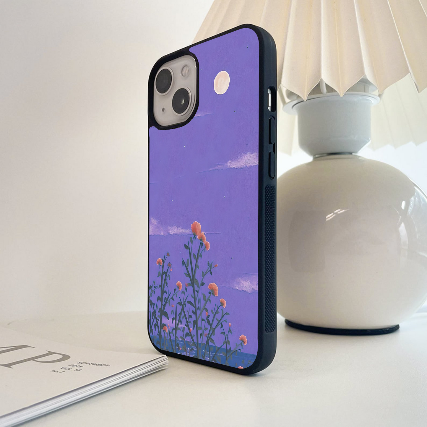 Moonlit Flower Whispers Glass Case