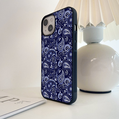 Neavy Blue Mandala Glass Case