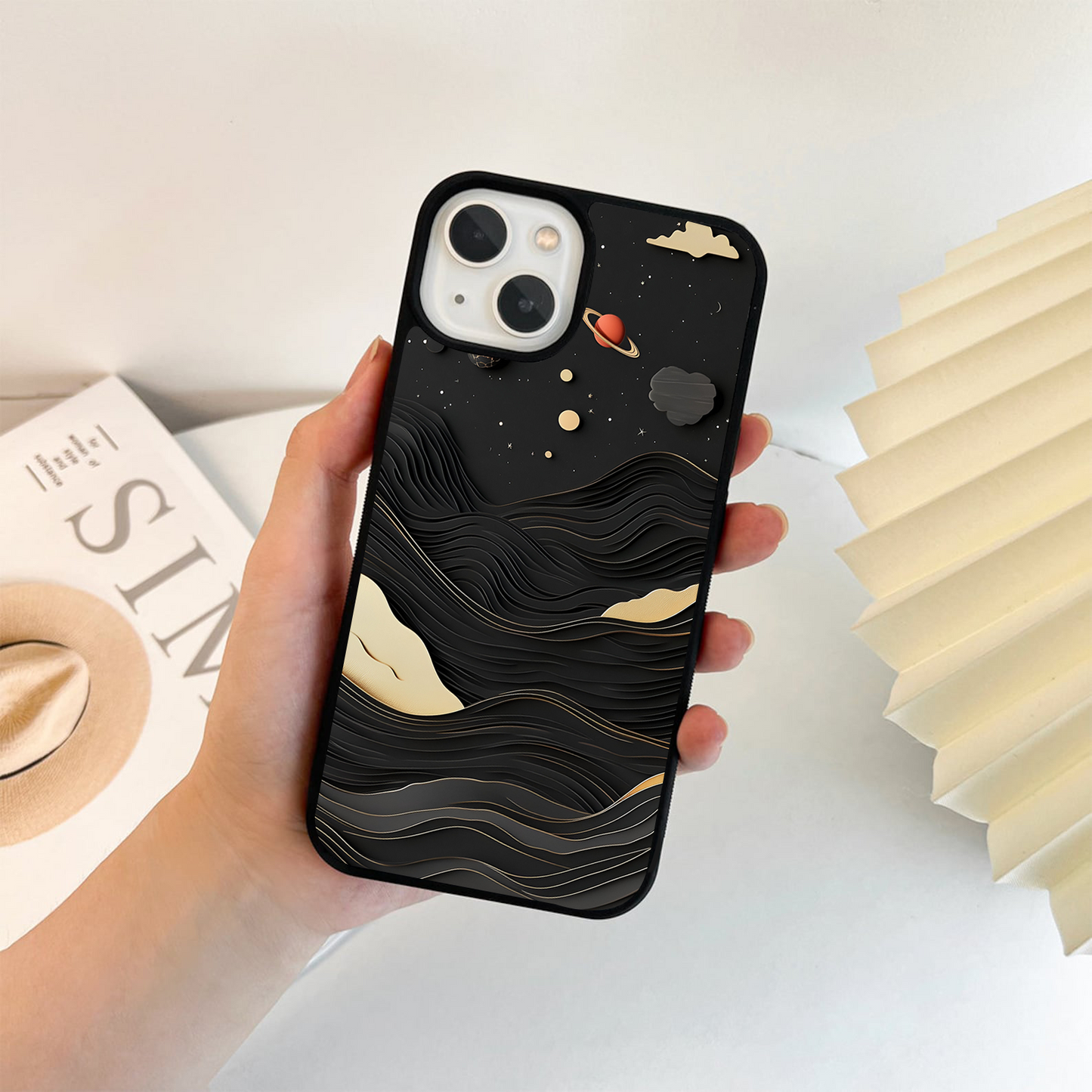 Cosmic Gold Waves Glass Case