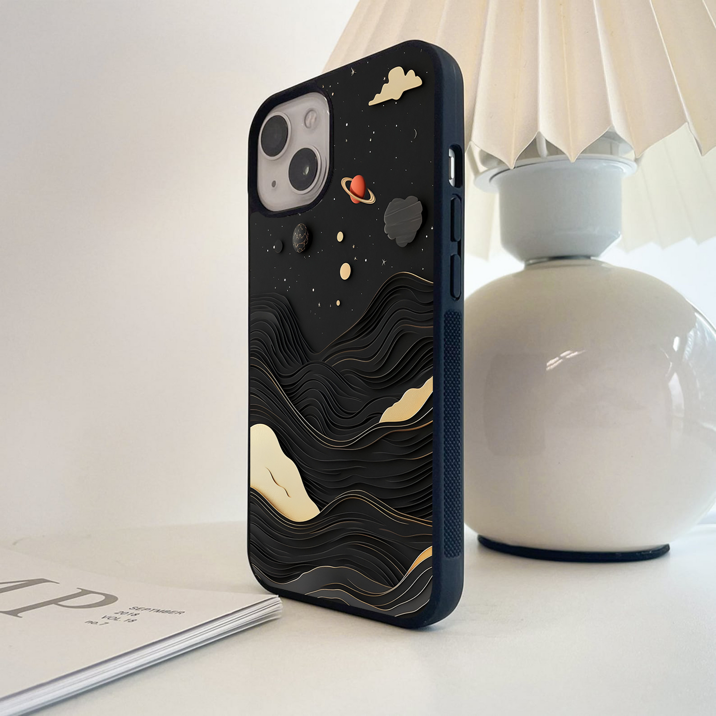 Cosmic Gold Waves Glass Case