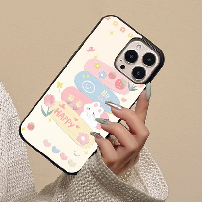 Happy Cute Bunny Glass Case