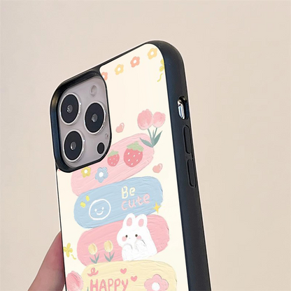 Happy Cute Bunny  Glass Case