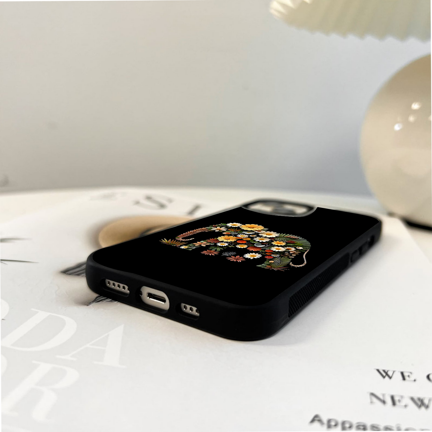 Floral Elephant Glass Case