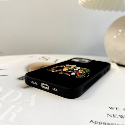 Floral Elephant Glass Case