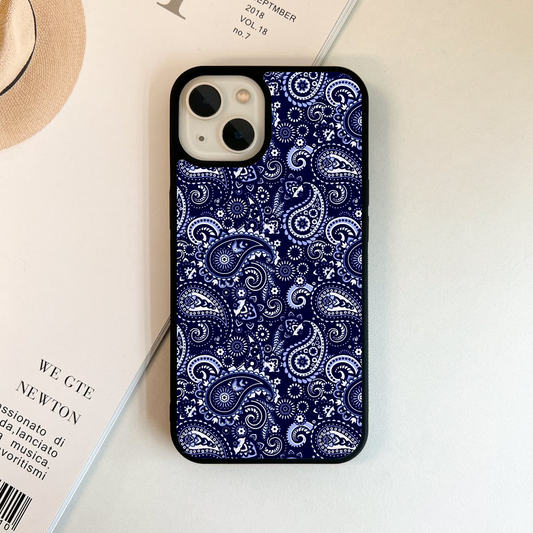 Neavy Blue Mandala Glass Case