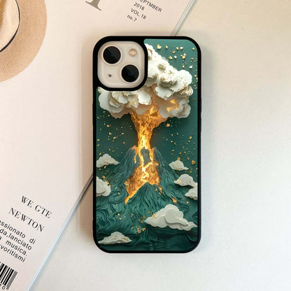 Golden Lava Burst Glass Case