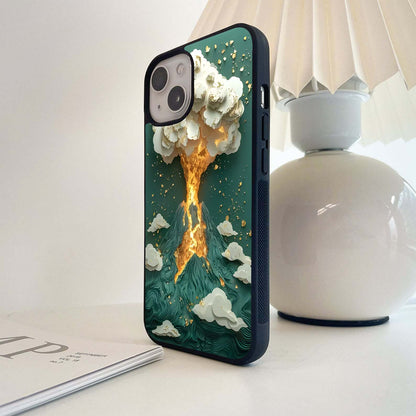 Golden Lava Burst Glass Case