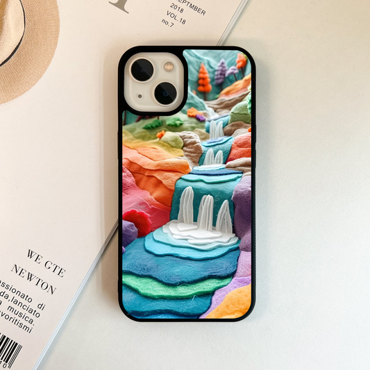 Rainbow Felt Falls Glass Case