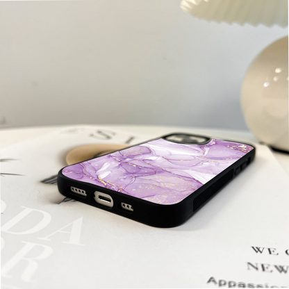 White and Purple Marble Glass Case