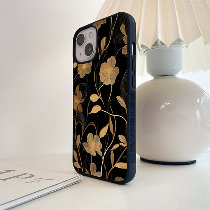 Golden Petal Flow Glass Case
