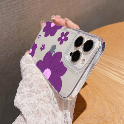 Dark Purple Pastel Flower Clear Silicon Case Cover