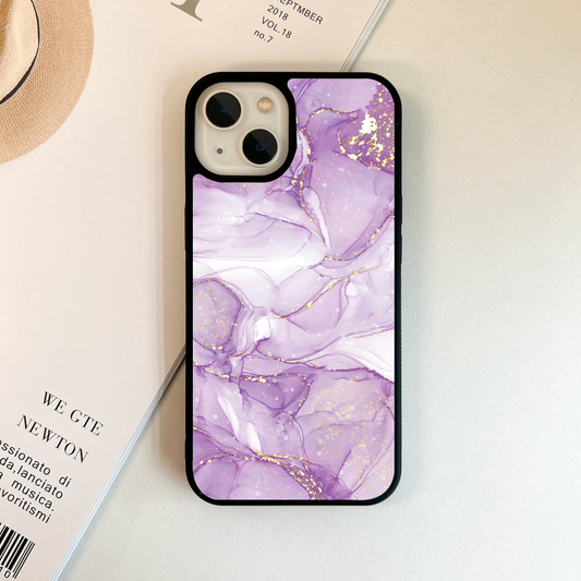 White and Purple Marble Glass Case