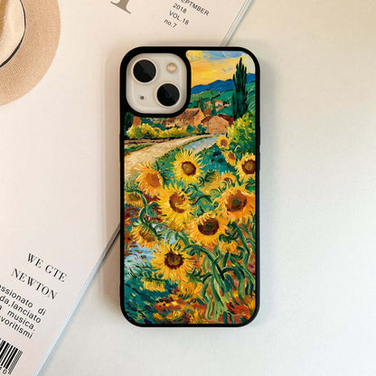 Golden Sunflowers Path Glass Case