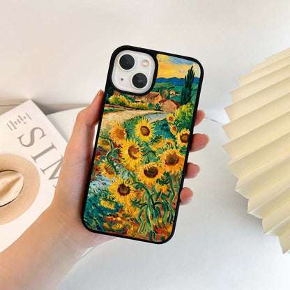 Golden Sunflowers Path Glass Case