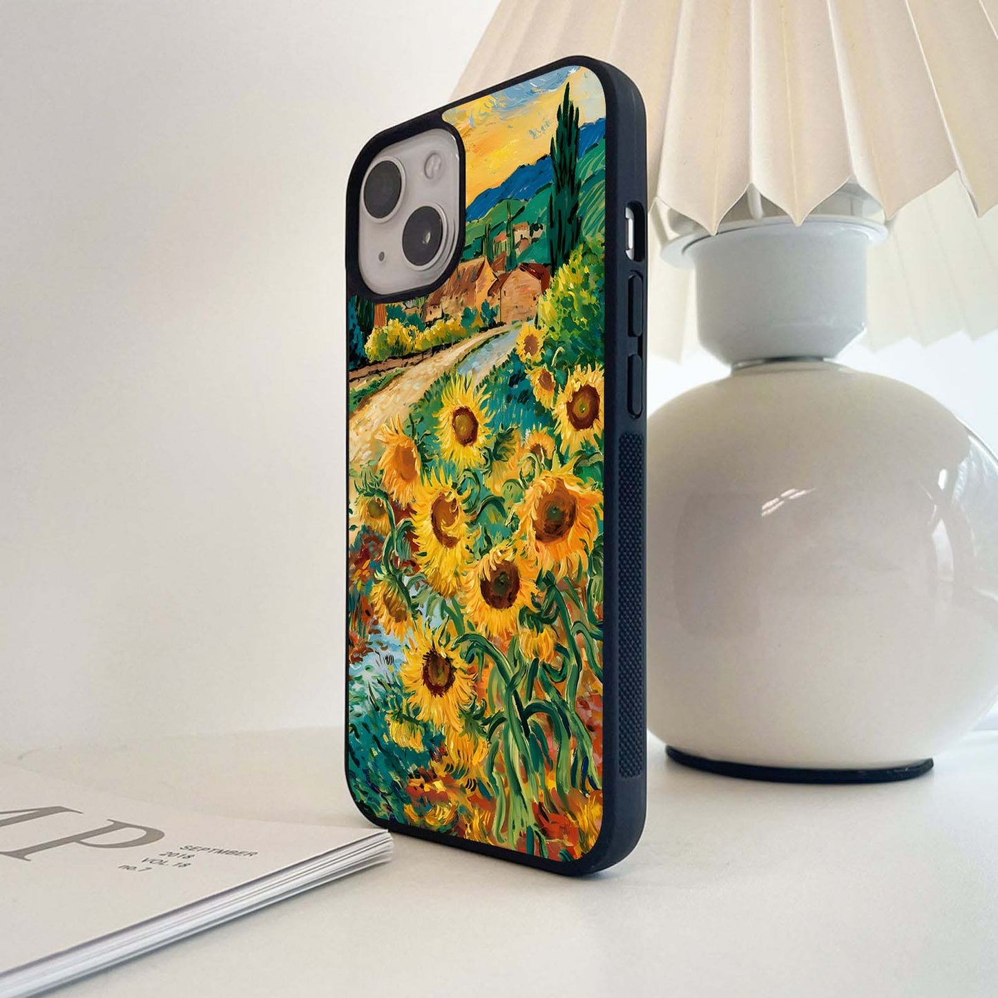 Golden Sunflowers Path Glass Case