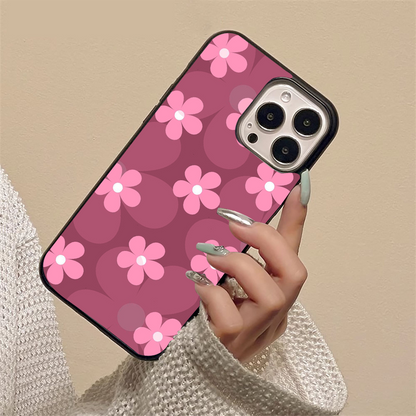 Pink Daisy Flower Pattern Glass Case