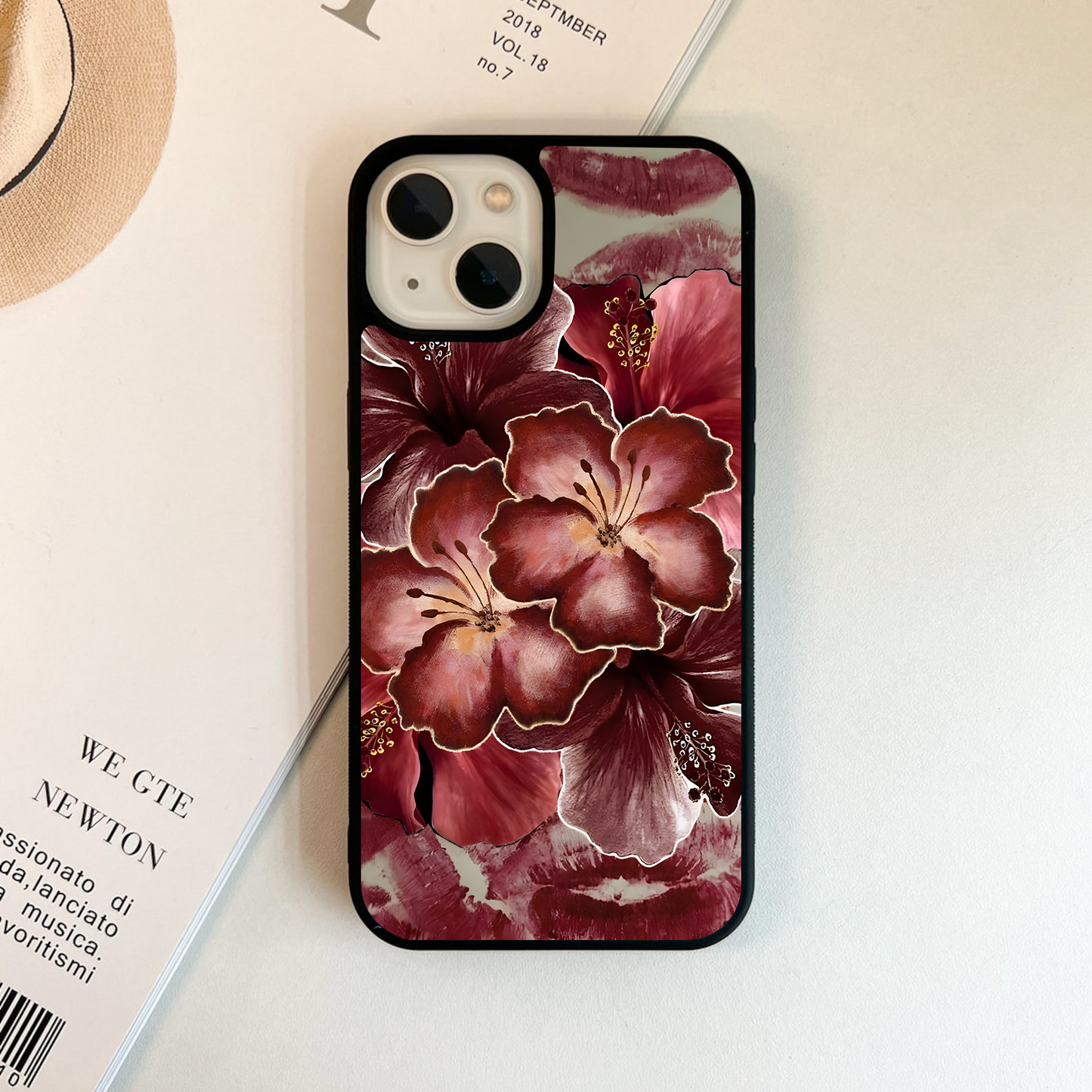 Crimson Kiss Bloom Glass Case