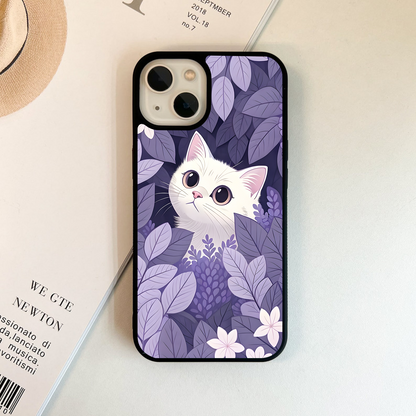 Lilac Hide Peek Cat Glass Case