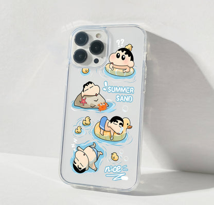 Cute Summer Shinchan Clear Silicon Cover