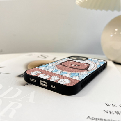 Harlequin Bear Charm Glass Case