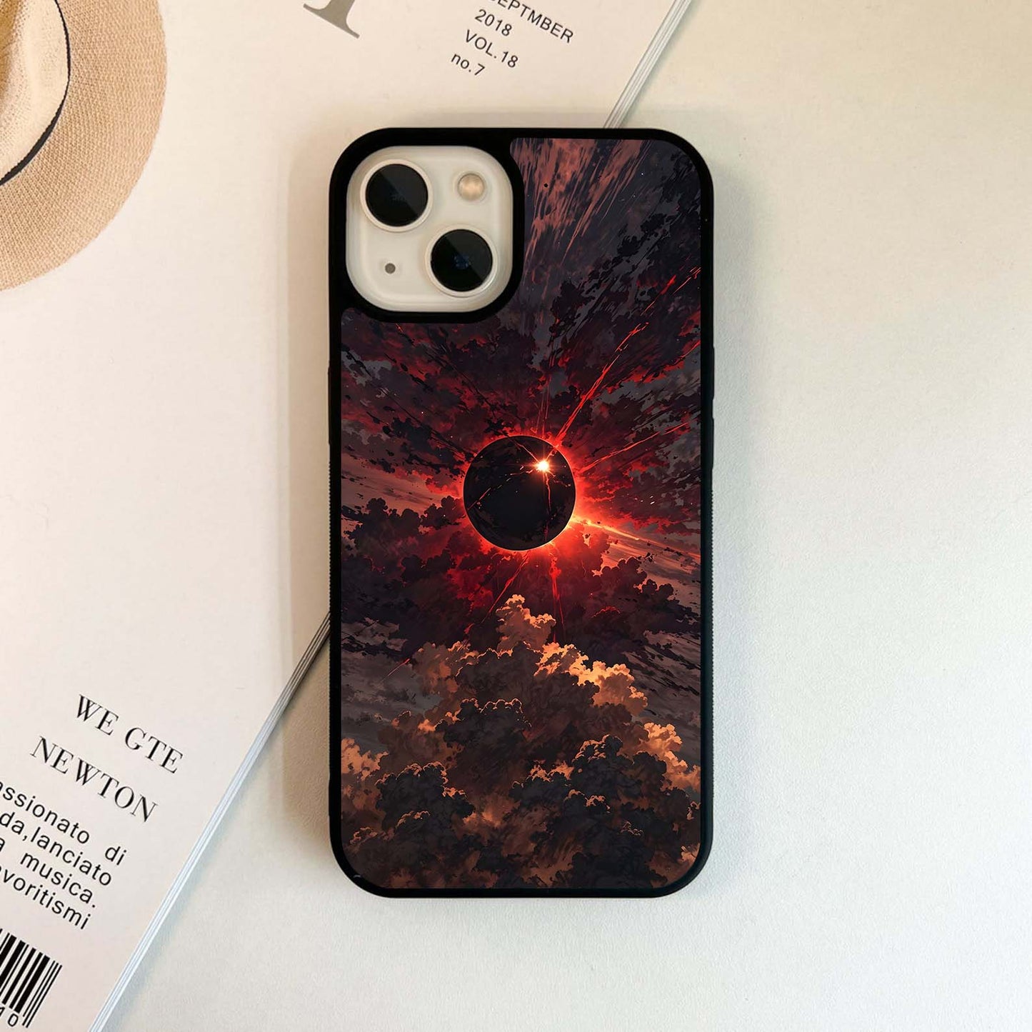 Crimson Eclipse Burst Glass Case