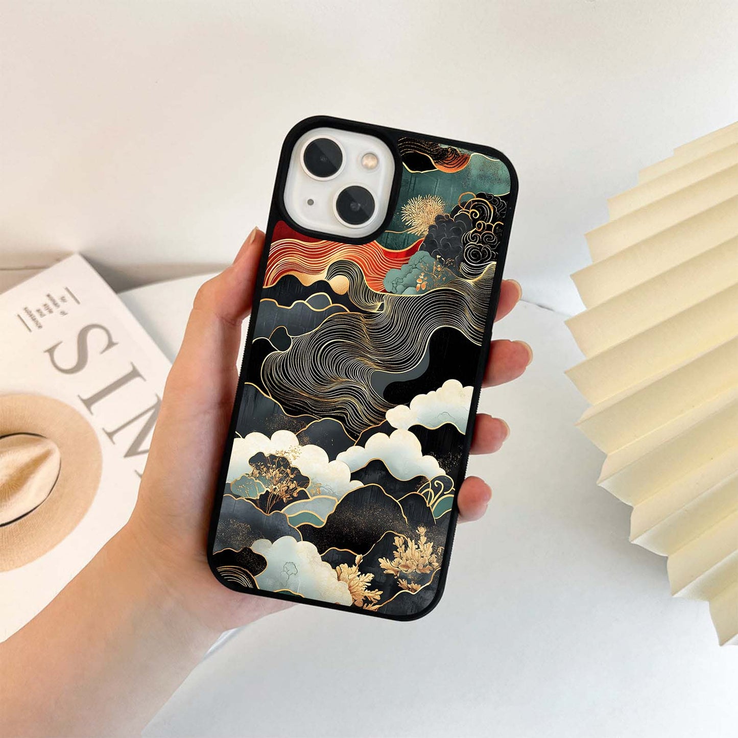 Black Gold Landscape Glass Case