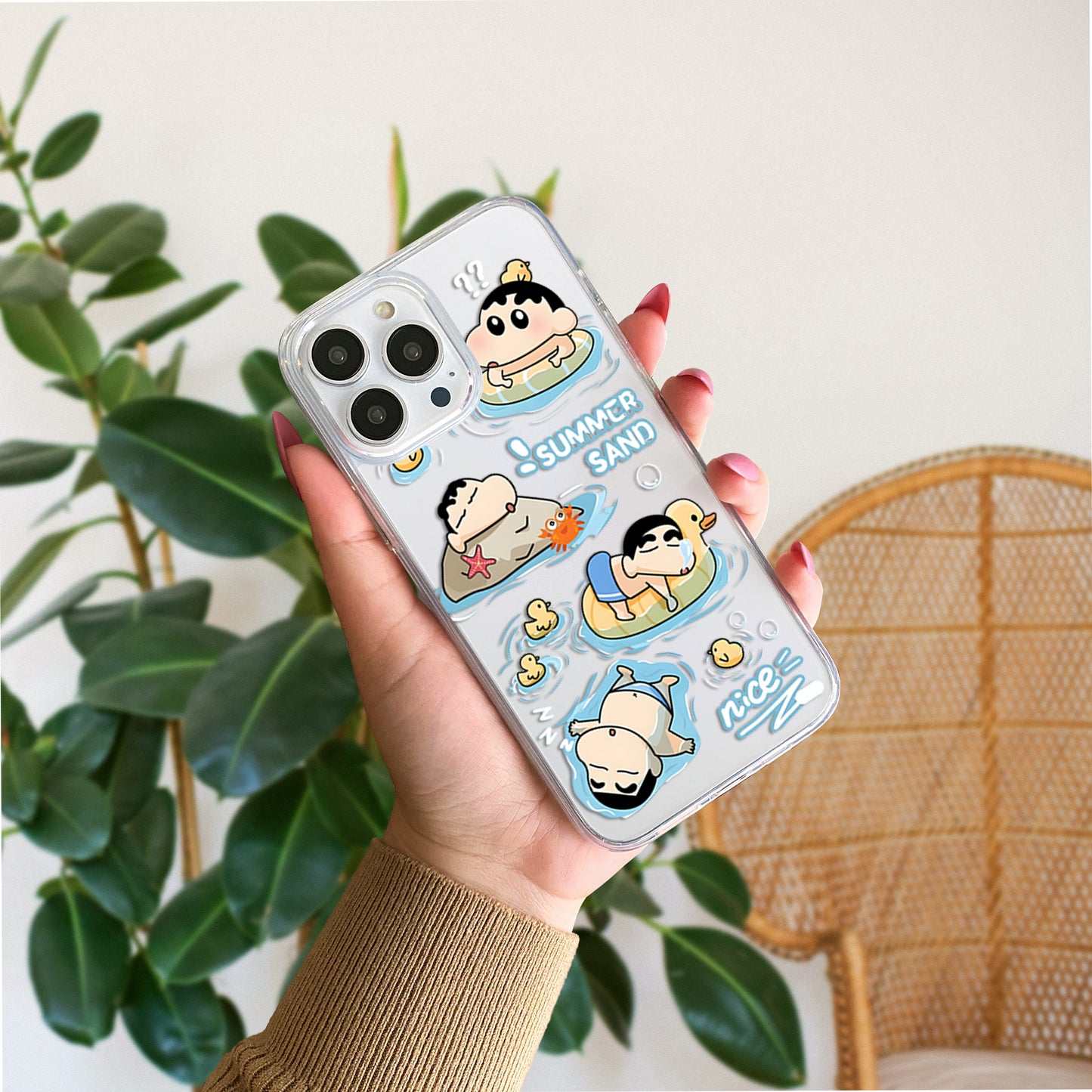 Cute Summer Shinchan Clear Silicon Cover
