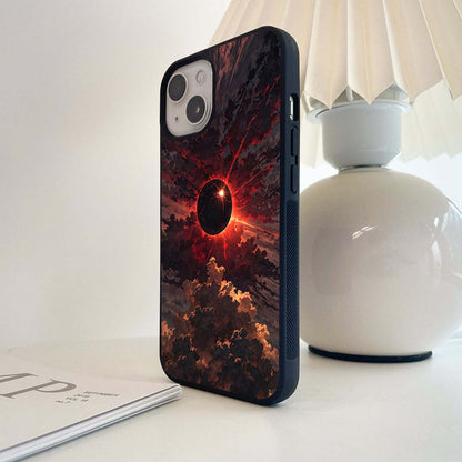 Crimson Eclipse Burst Glass Case