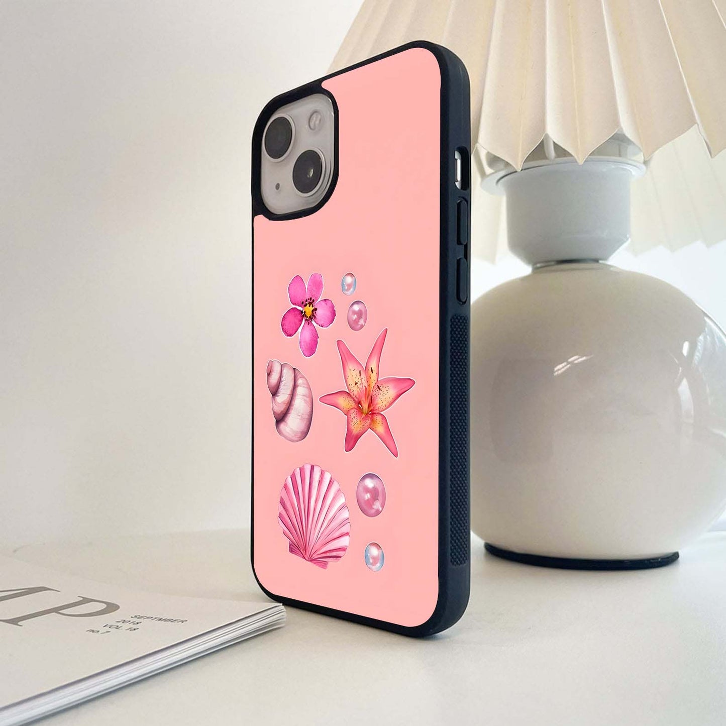 Seashell & Flower Blush Glass Case