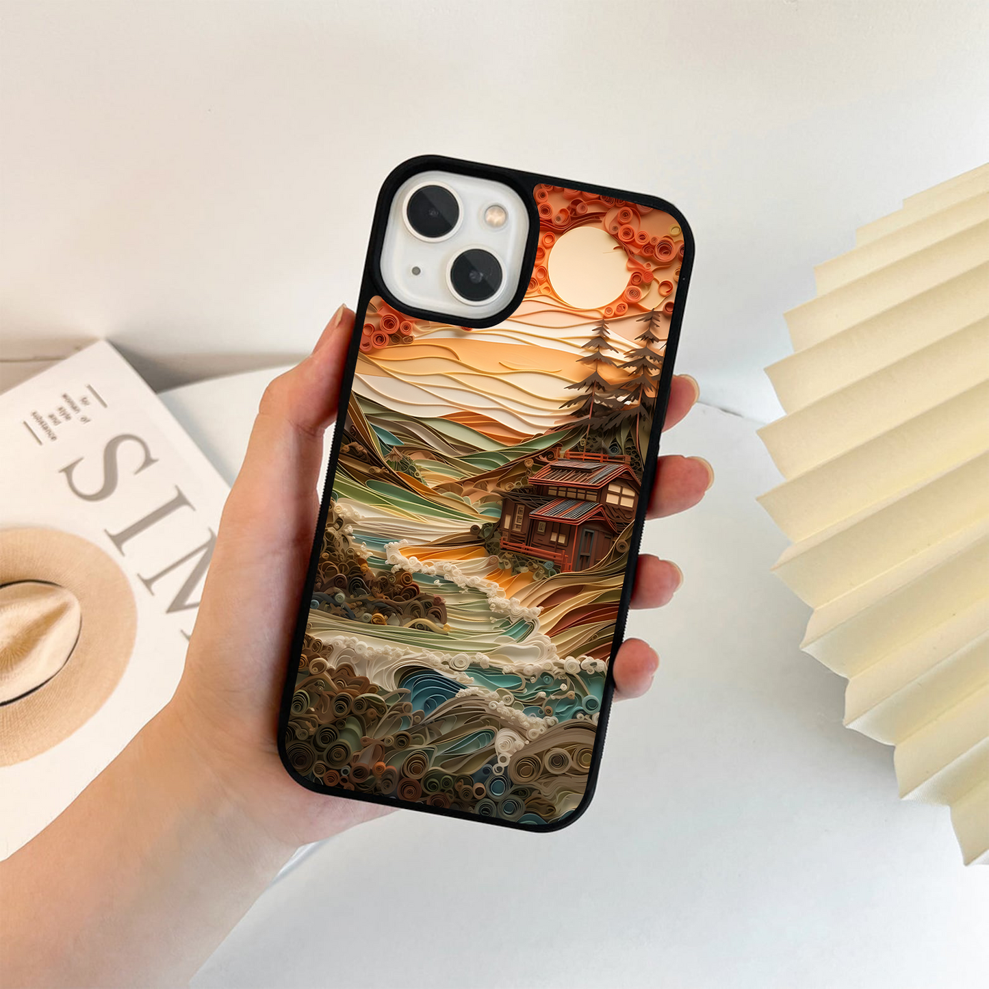 Cabin with Autumn Glass Case