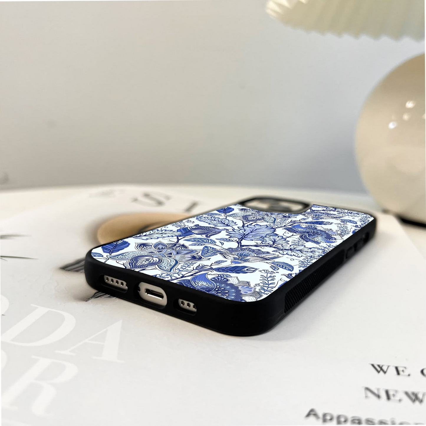 Indigo Floral Royal Glass Case