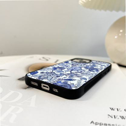 Indigo Floral Royal Glass Case