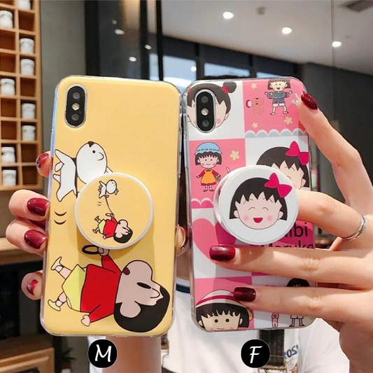 Cartoon Couple Clear Silicon Cover With Holder