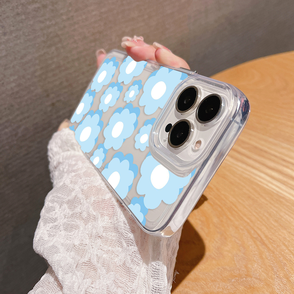 Lovely Blue Flower Clear Silicon Case Cover