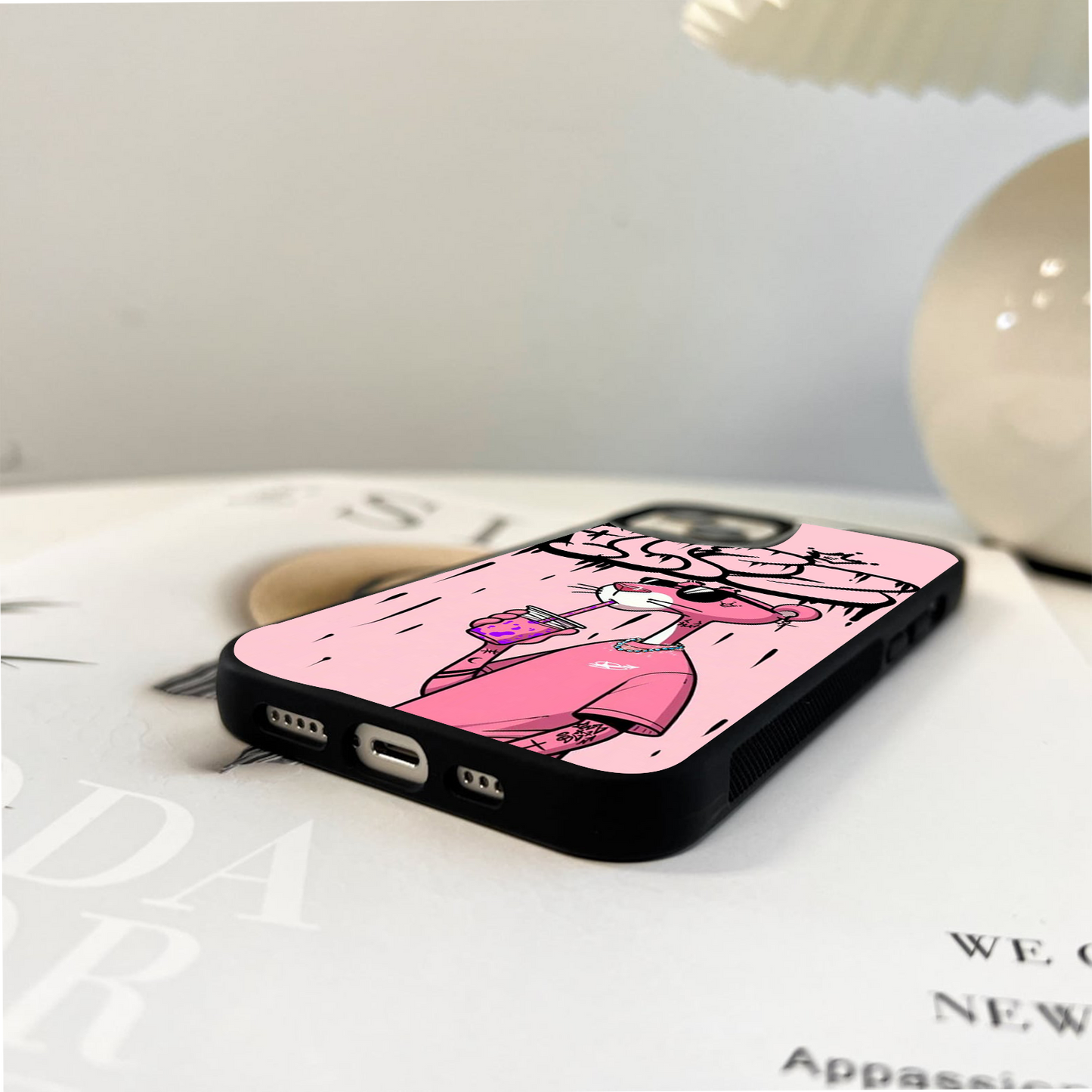 Pink Panther Cartoon Glass Case