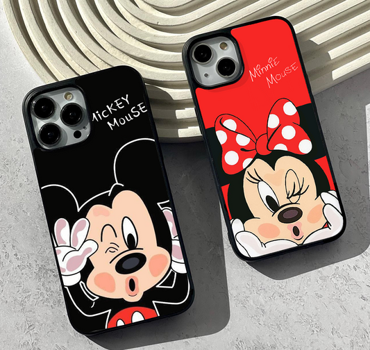 Cute Couple Mickey And MInnie Glass Case