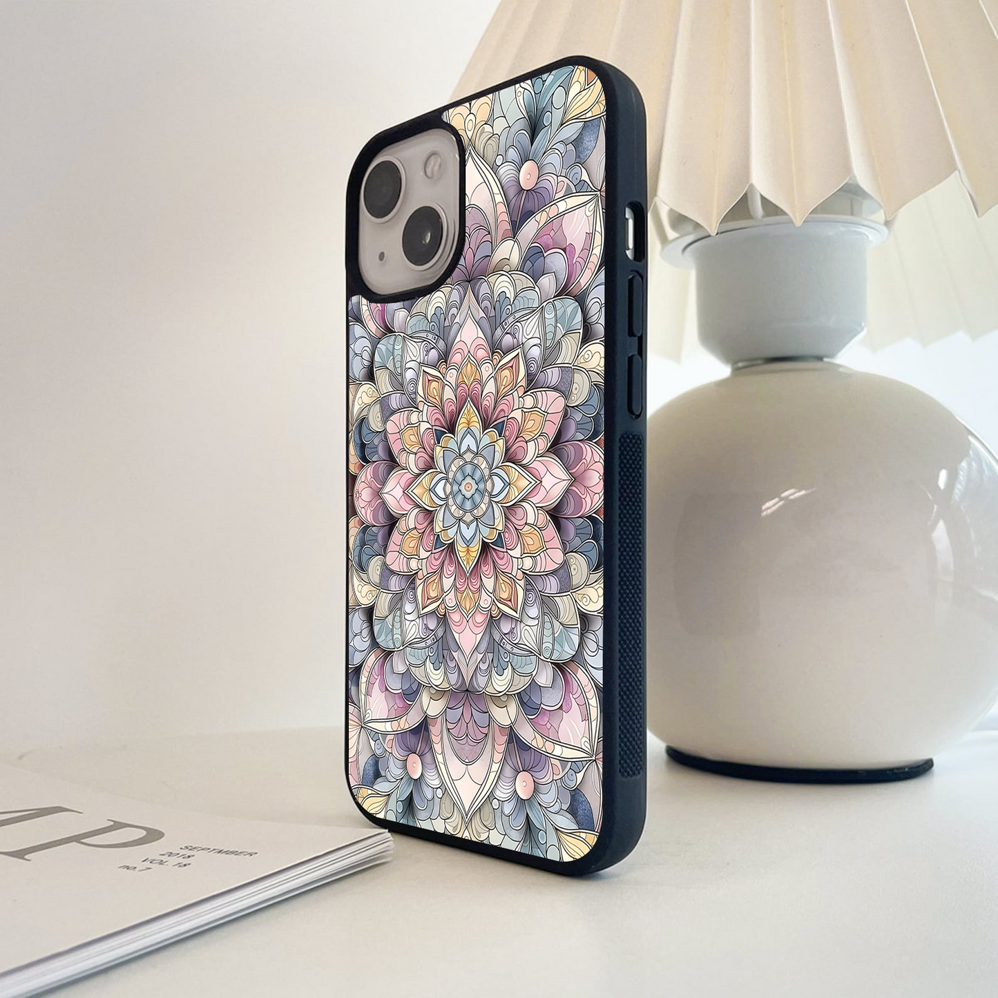 Pastel Harmony Mandala Glass Case