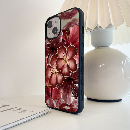 Crimson Kiss Bloom Glass Case